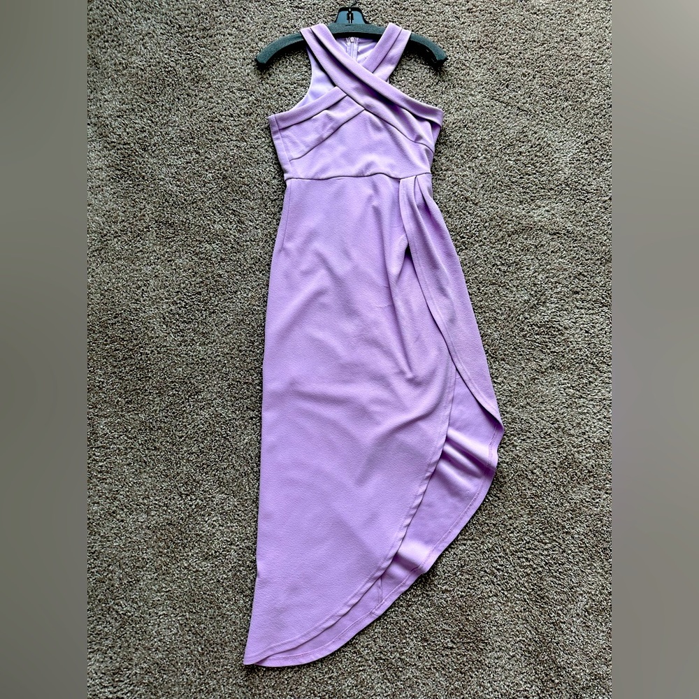 Criss Cross Asymmetrical Halter Dress in Lavender
